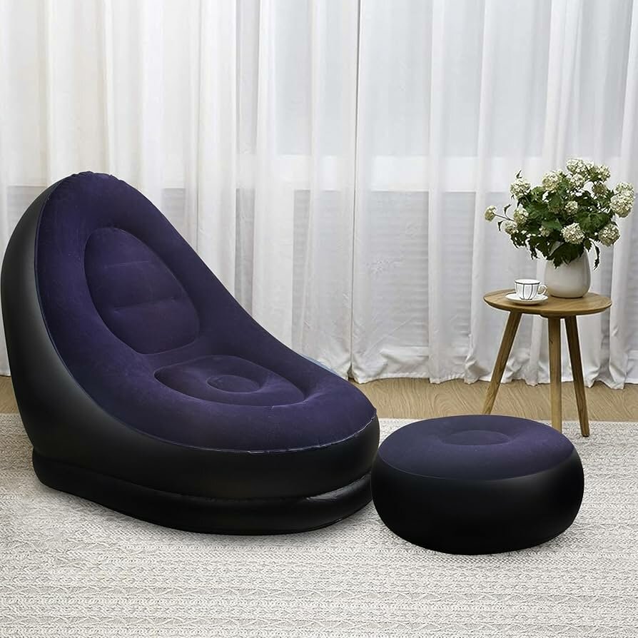 Fauteuil gonflable avec pouf