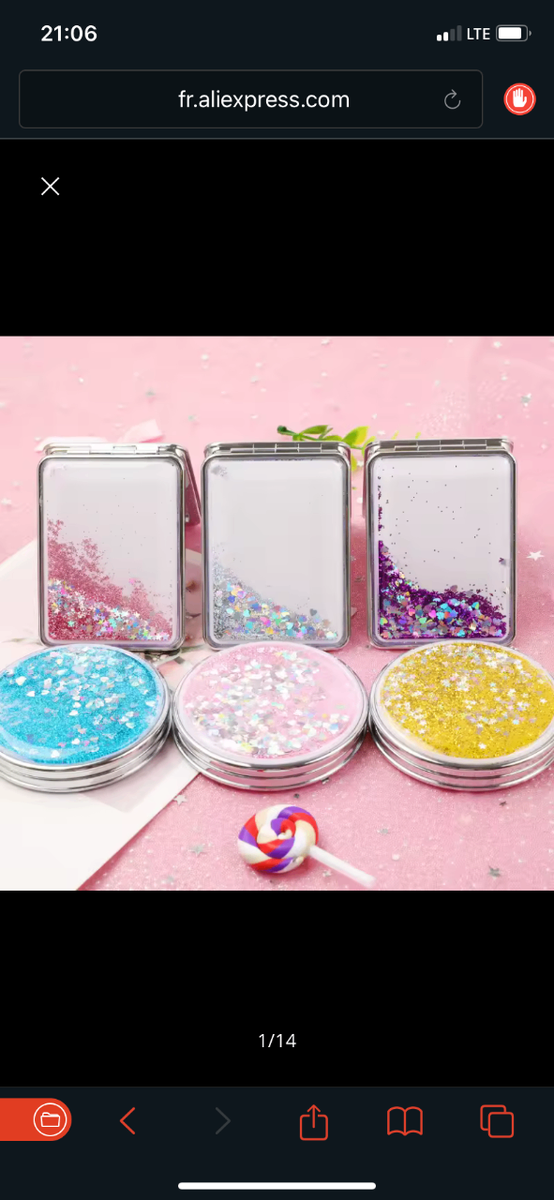 Miroir de maquillage portable double face pour fille, miroir