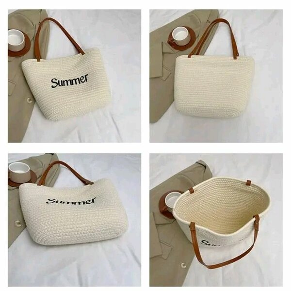 Sac de plage en paille "Summer"