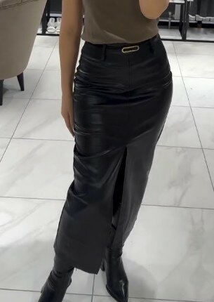 Юбка макси экокожа