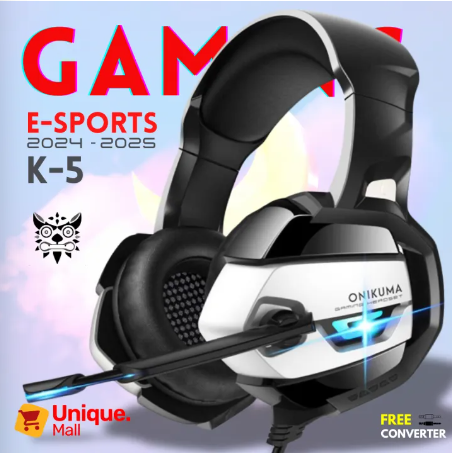 RGB Gaming Headphone - K11 + K5 Custom-Built 40mm Driver 360° Omnidirectional Mic With LED Light Wired Head Phones Headset for Gaming with Noise Cancelling Micophone - Unique Mall