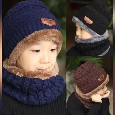 Kids super warm cap and neck warmer set