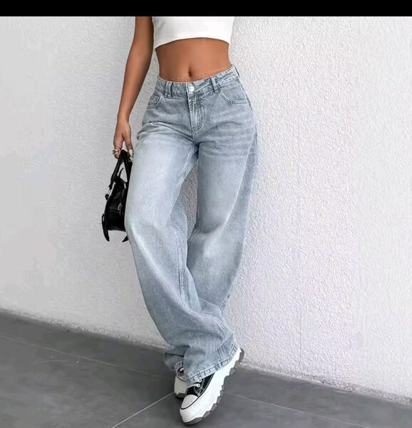 Jean large taille haute femme