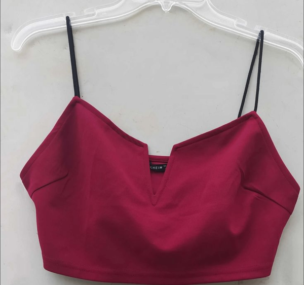 Top court bordeaux femme