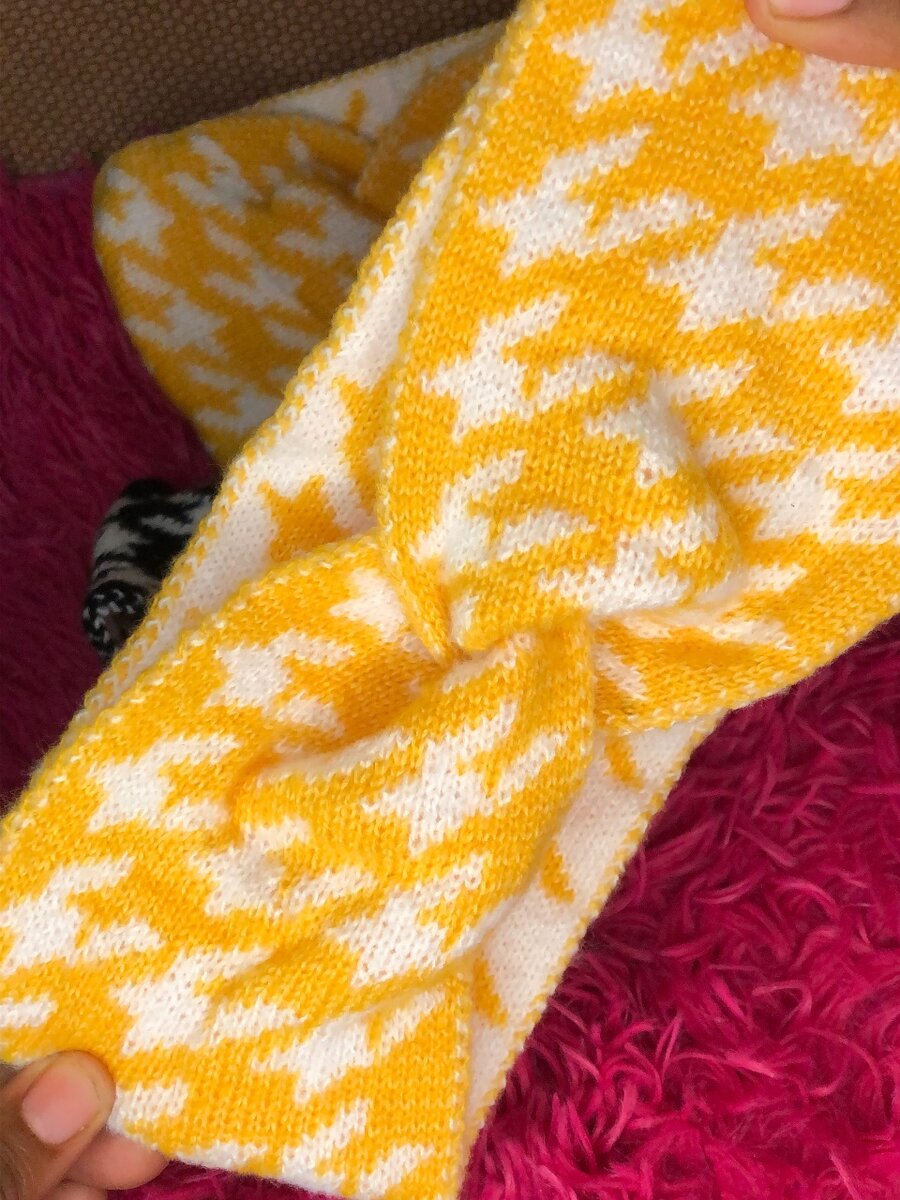 Bandeau Tricot Jaune Motif