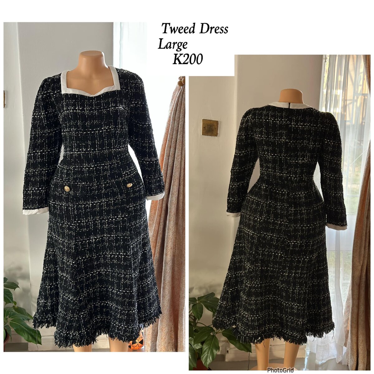 Women's tweed black dress in size L