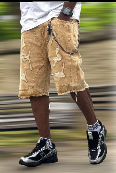 Shorts en jean délavé homme