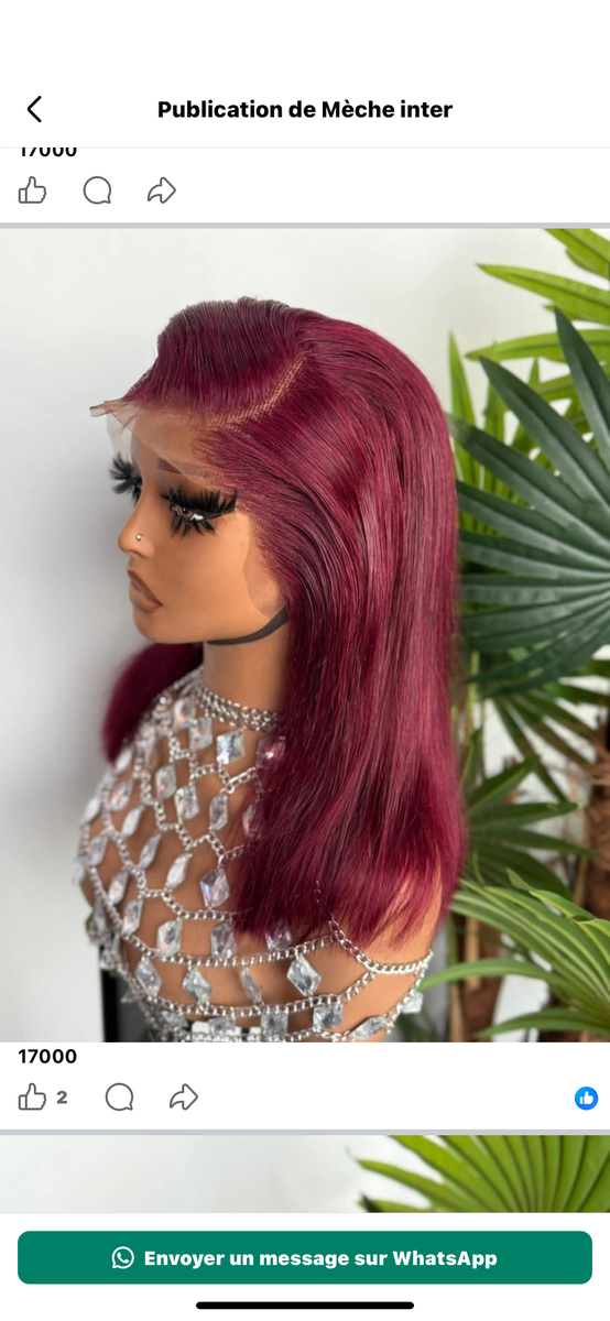 Perruques naturel colorées