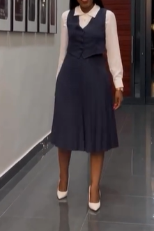 Blue striped skirt/waistcoat suit