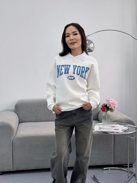 Свитшот с воротником на флисе