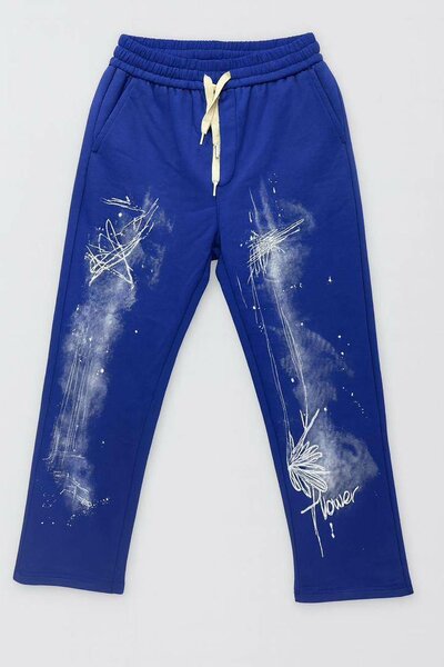Pantalon Jogging Bleu Fleurs