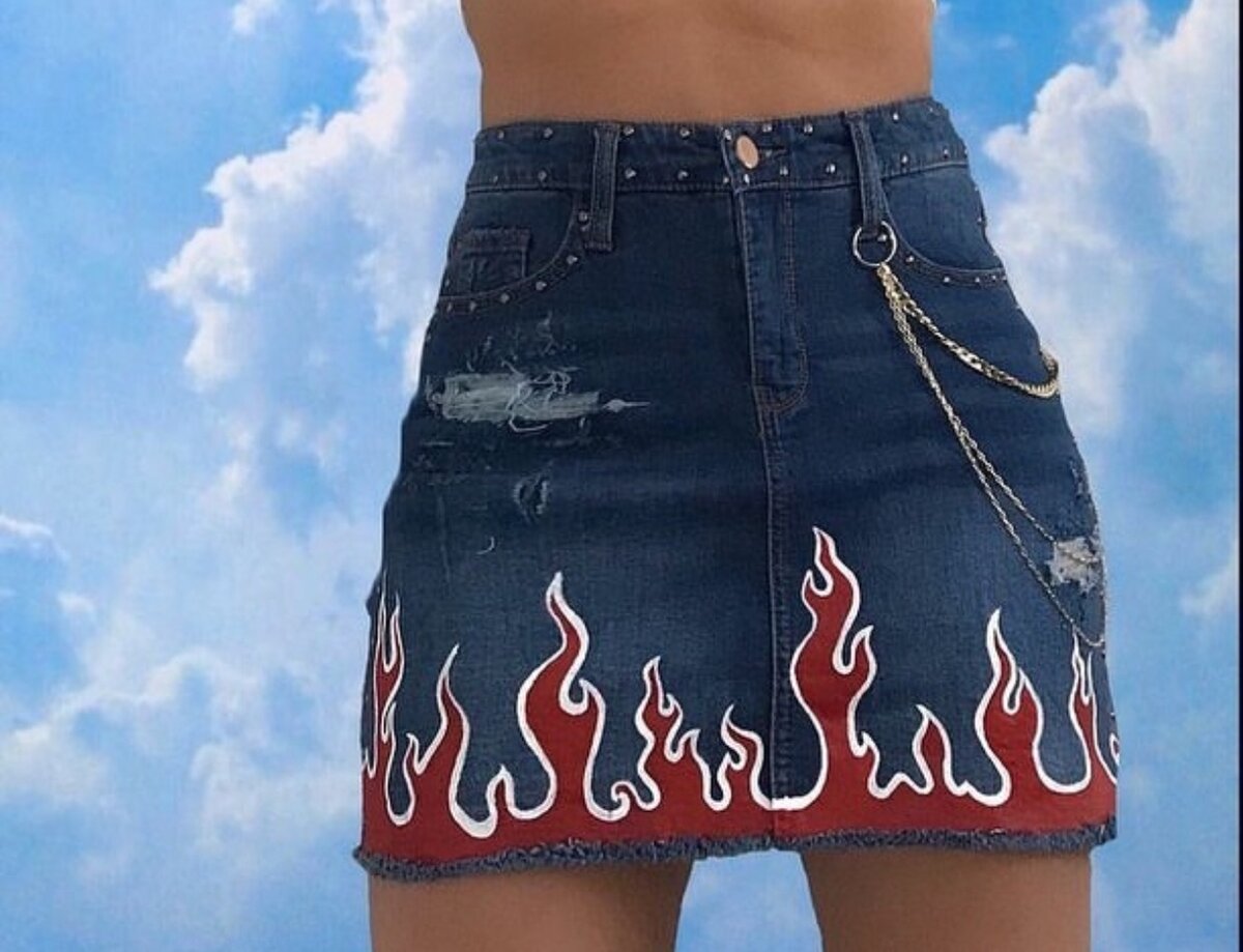 Customized jeans skirt