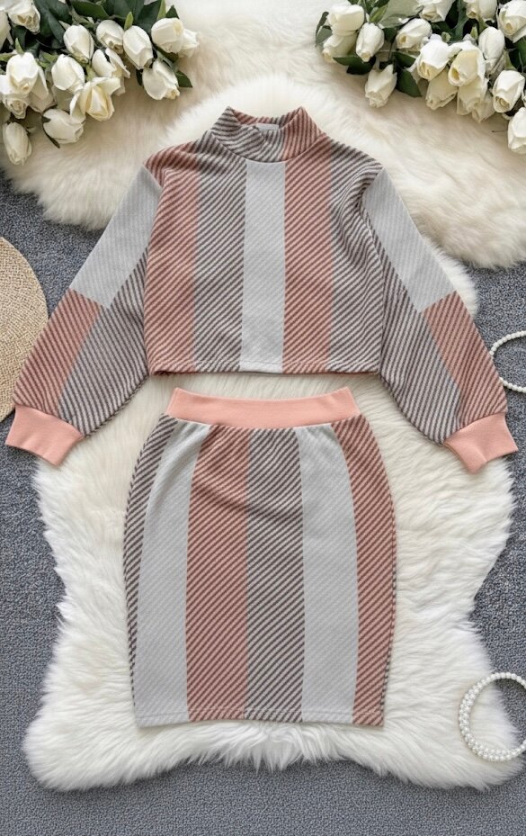 Ensemble Jupe Pull Rayé Chic