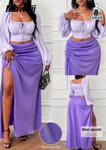 Ensemble satin violet élégant