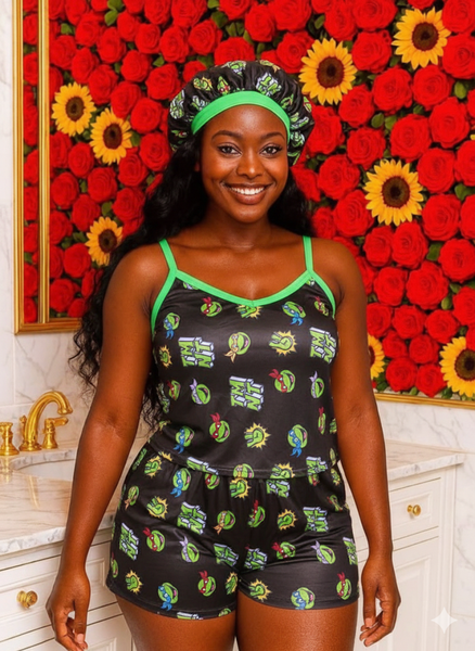 Pyjama Femme avec Bonnet Satin