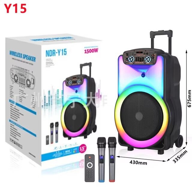 Haut-parleur portable 15 pouces Bluetooth karaoké Tige de tr