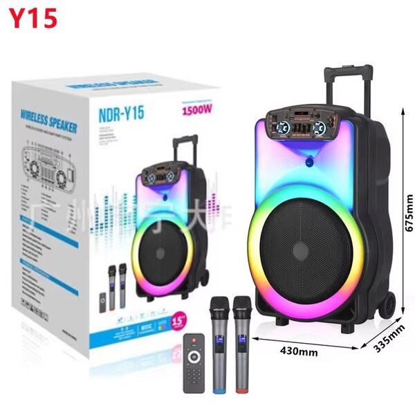 Haut-parleur portable 15 pouces Bluetooth karaoké Tige de tr