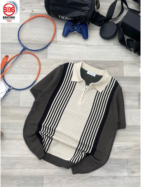 Polo à rayures élégant homme