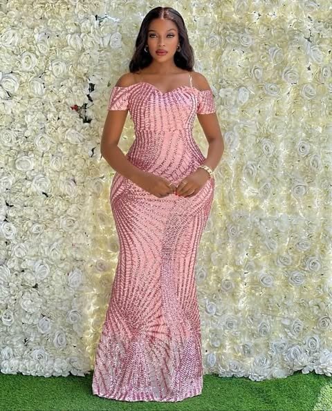 Women's long evening dress in   pink