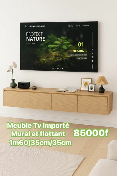Meuble TV Mural Flottant Bois