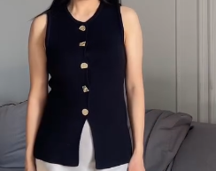 Черная удлиненная жилетка