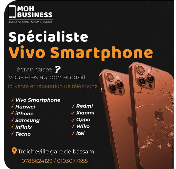 Réparation de téléphone, iPhone, Samsung, Vivo, Huawei, tecn