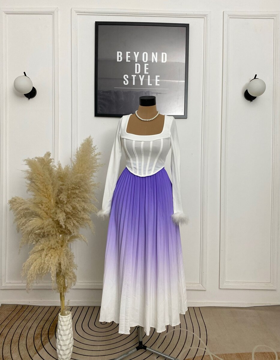 NEILA OMBRÉ PLEATED MAXI SKIRT