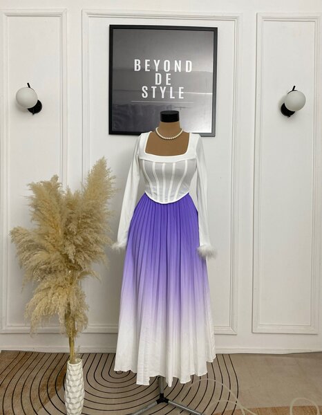 NEILA OMBRÉ PLEATED MAXI SKIRT