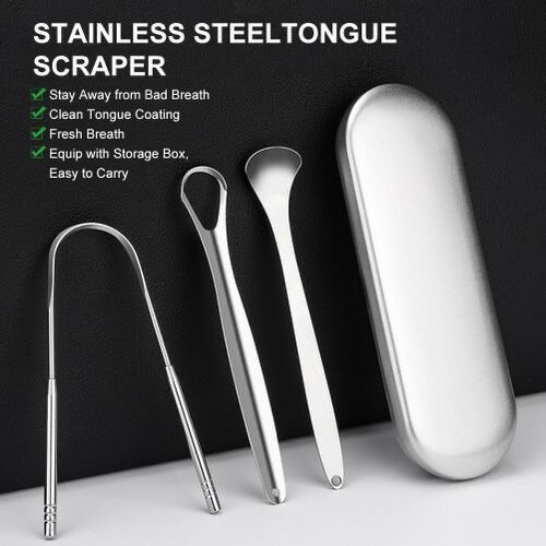 3 in 1 metal tongue scrapers