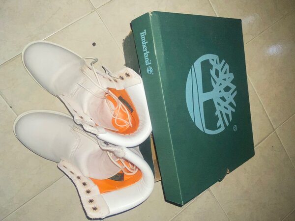 Timberland White Leather Boots