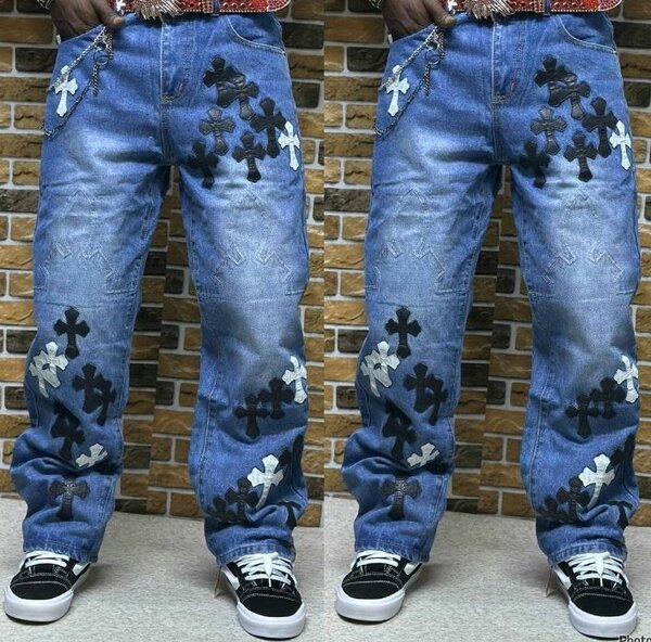 Jeans vintage rétro croix