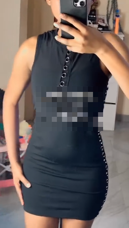 black short dress with clasps