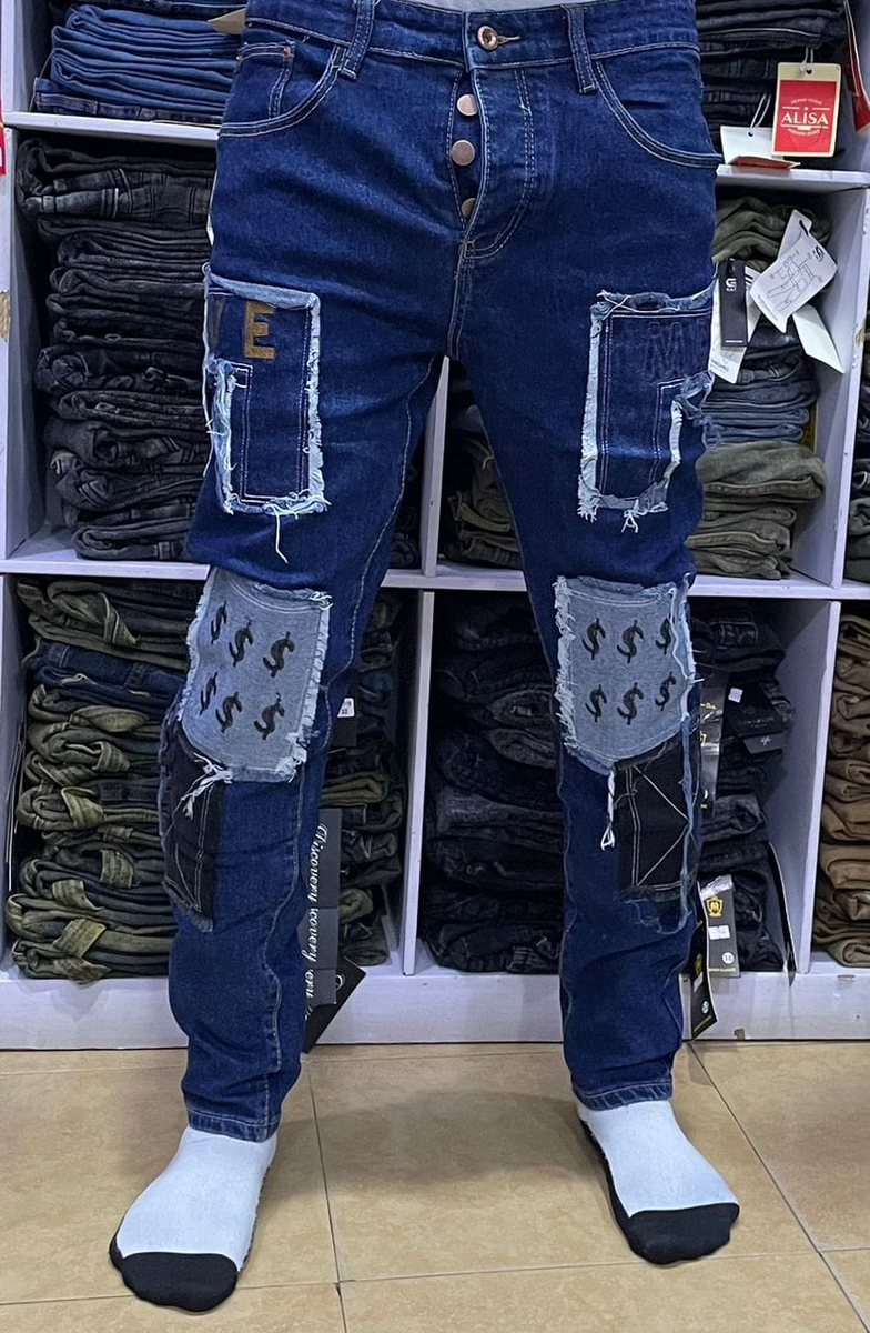 blue jeans with stripes