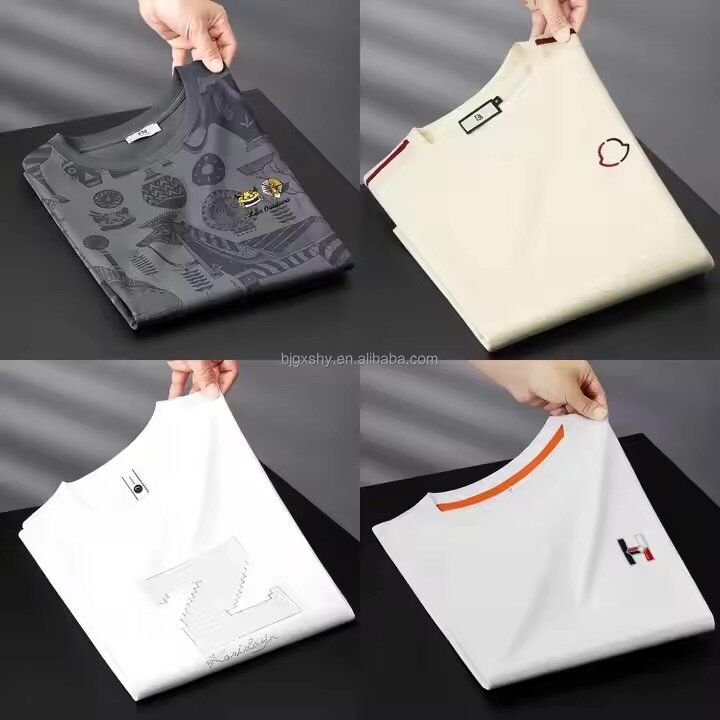 Cotton Short Sleeved T-shirt for Men's Summer New Round Neck