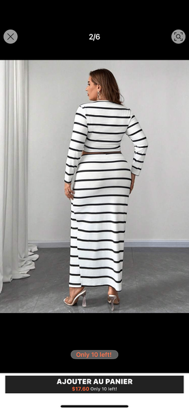 Robe rayée à manches longues