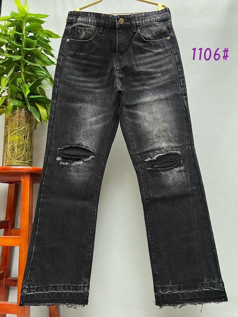 Jeans larges brodés noirs