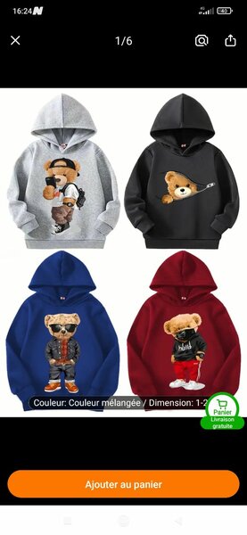 Sweat à capuche ours mignon