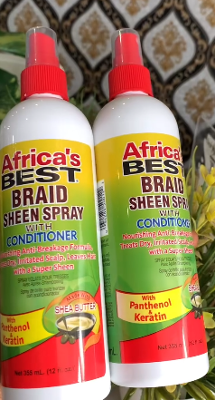 Africa’s best braid sheen spray with conditioner.