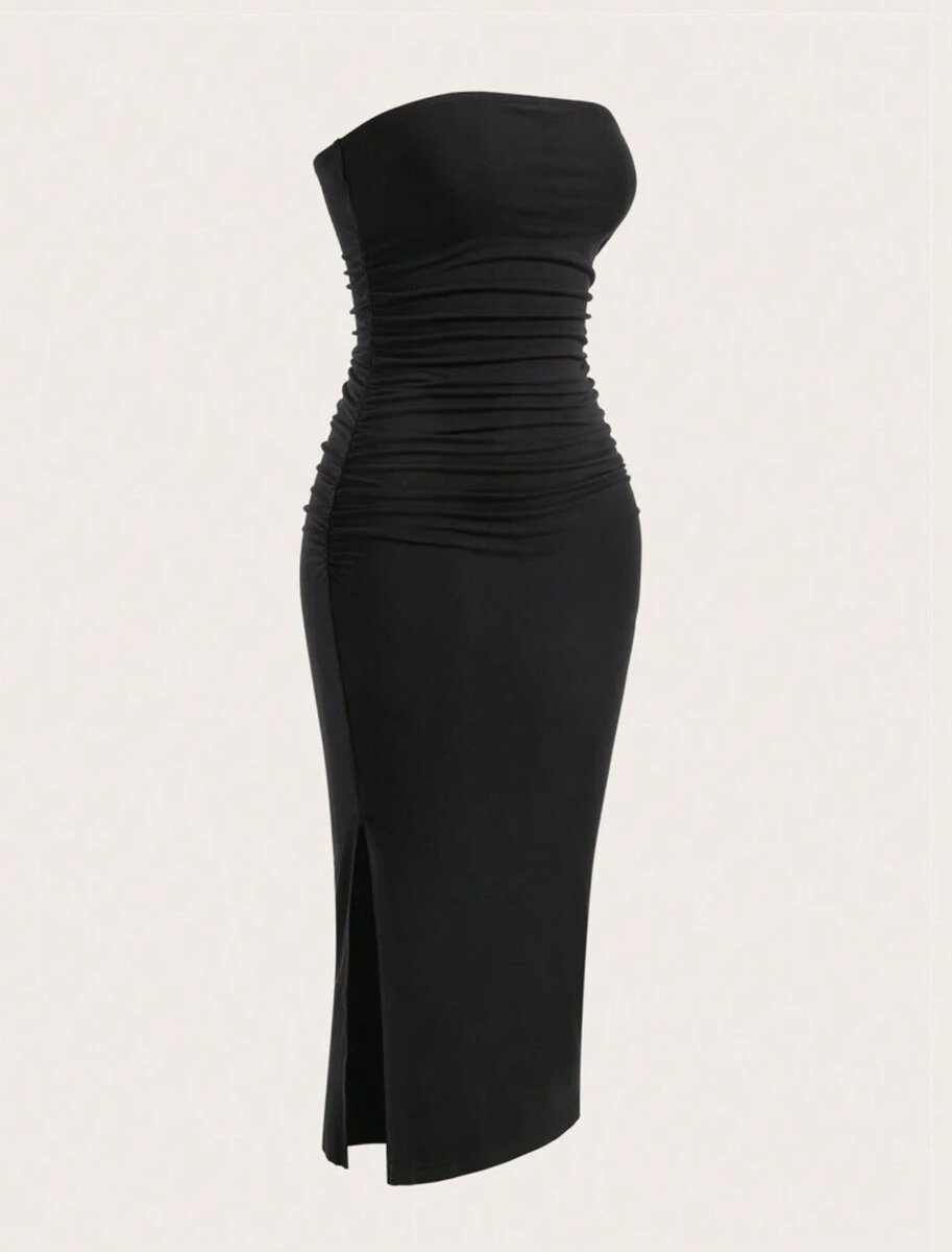 Robe fourreau sans bretelles