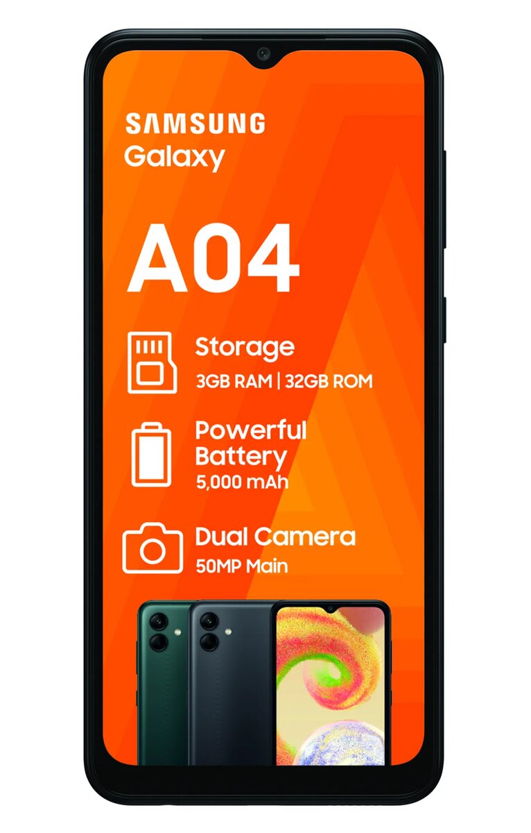 Samsung A04 32gb, 3gb Ram