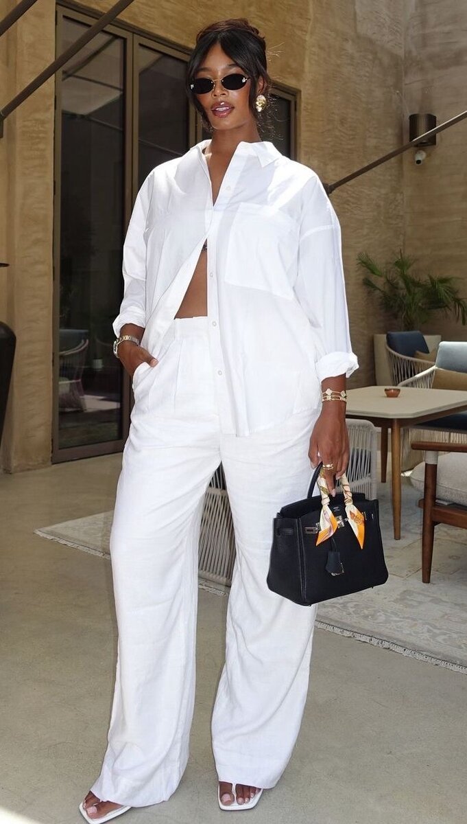 Ensemble tenue pantalon blanc