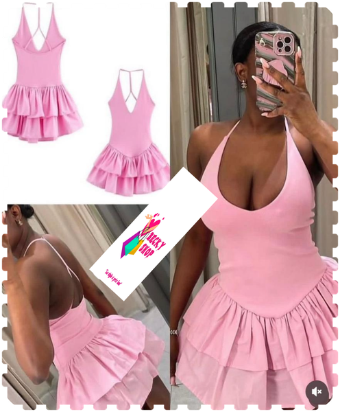 Robe Rose à Volants