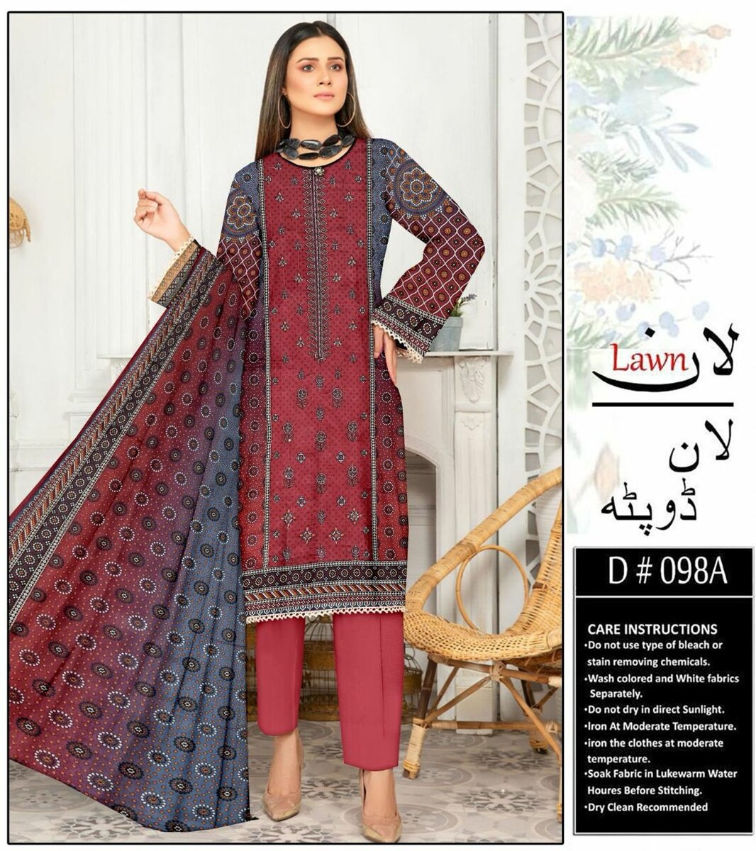 Lawn sequence embroidery unstitch 3 pc 18 design available