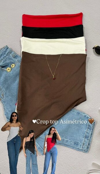 Crop top asymétrique femme