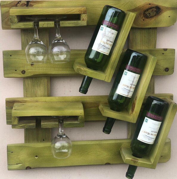 Étagère murale à vin bois