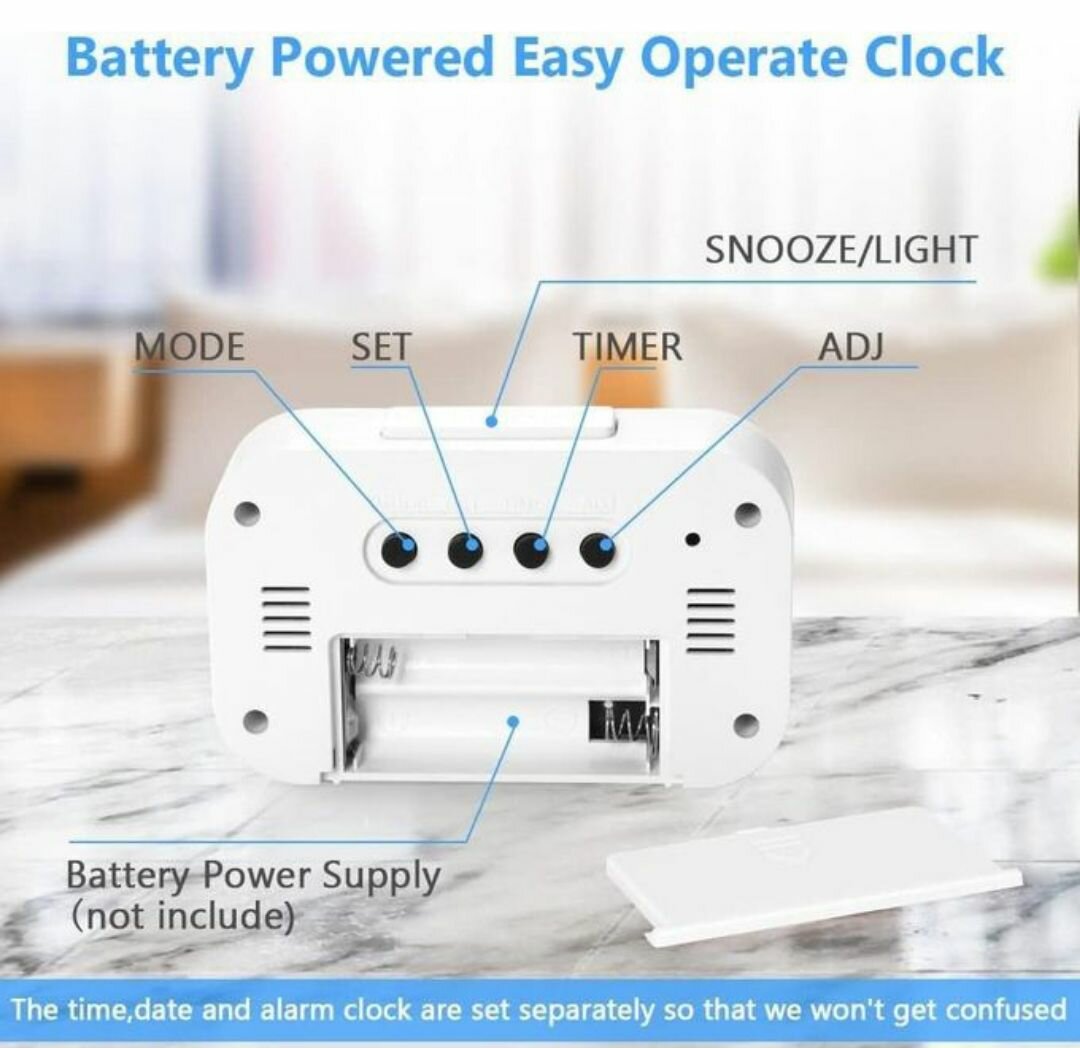 Digital Alarm Clock - White