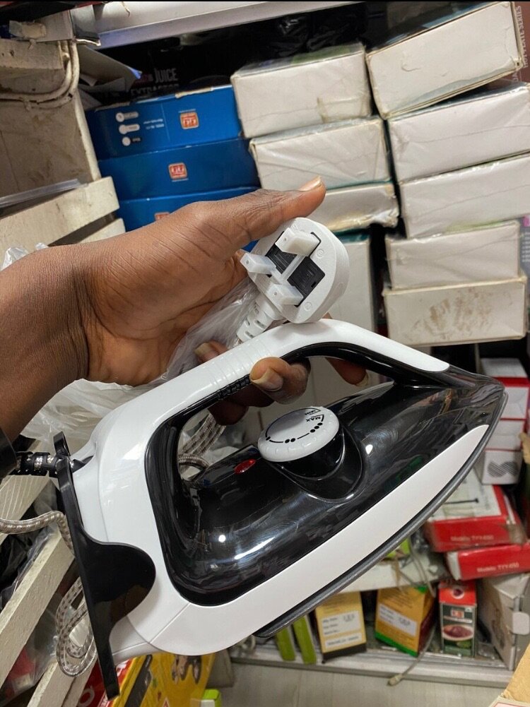 Original binatone iron with 3 pin fuse plug white and black