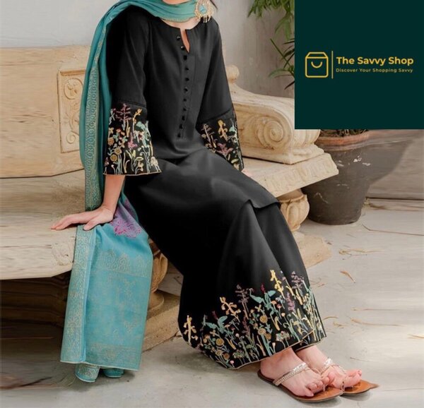 3 piece unstitched dhanak embroidered suit