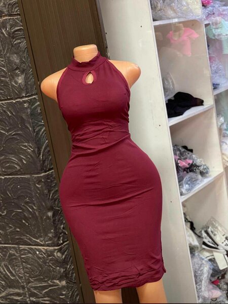 Sleeveless, bodycon dress, burgundy
