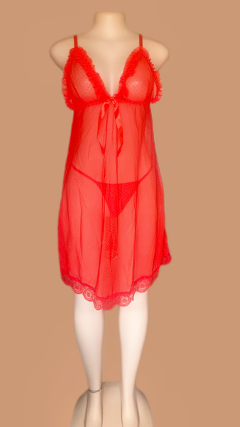 Nuisette transparente rouge sexy